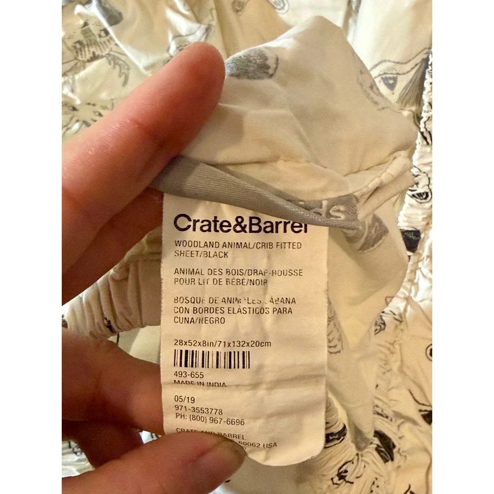 Lot of 2 Crate & Barrel Kids Organic Cotton‎ Crib Sheets Woodland Animal Forest
